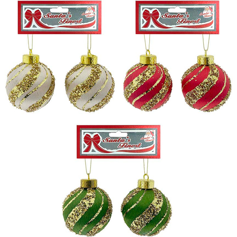 BALL GLITTER SWIRL 2PCx8CM 3ASSTD TRD