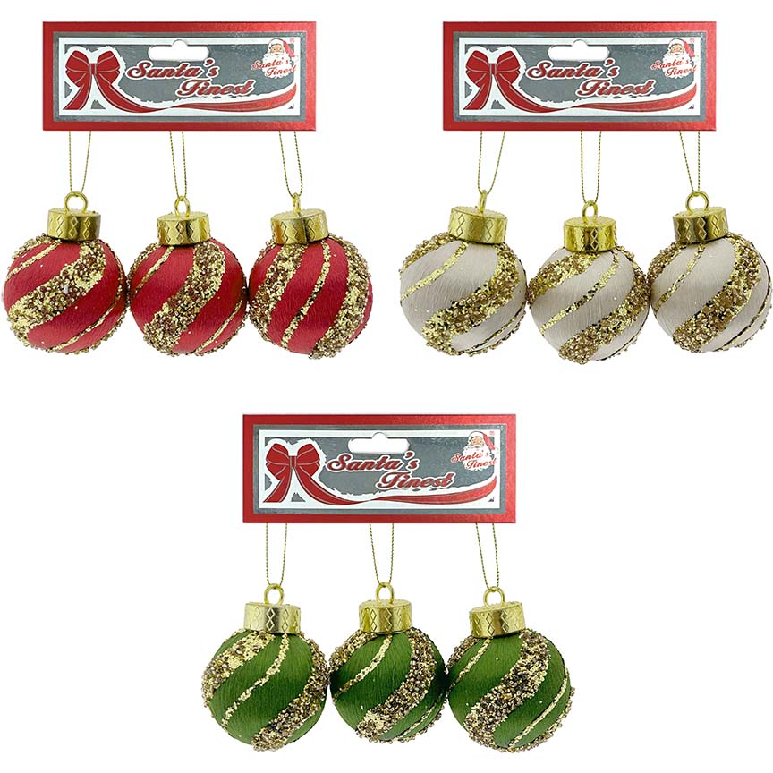 BALL GLITTER SWIRL 3PCx6CM 3ASSTD TRD