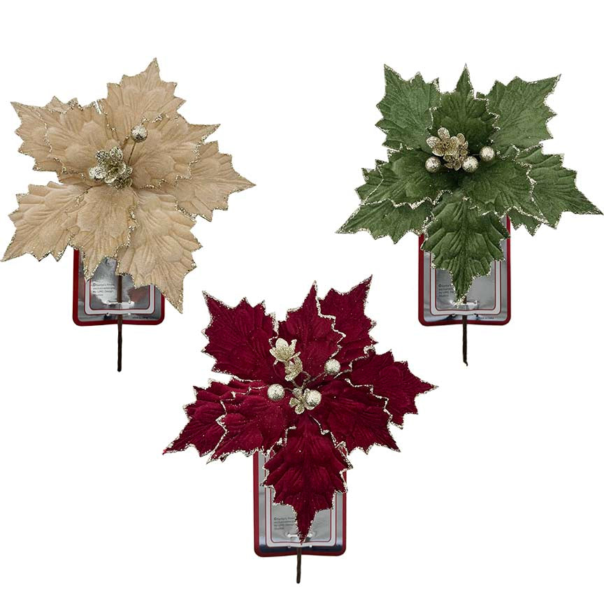 POINSETTIA PICK 27CM 3COLORS VTG