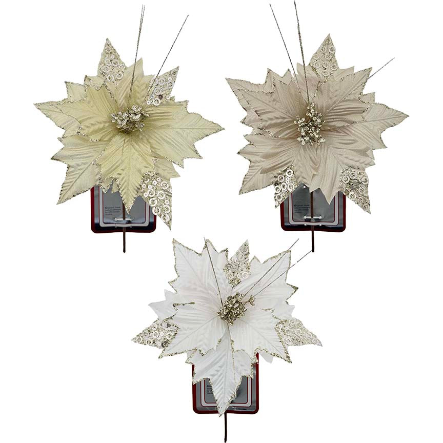 POINSETTIA PICK 28CM 3COLORS GLD