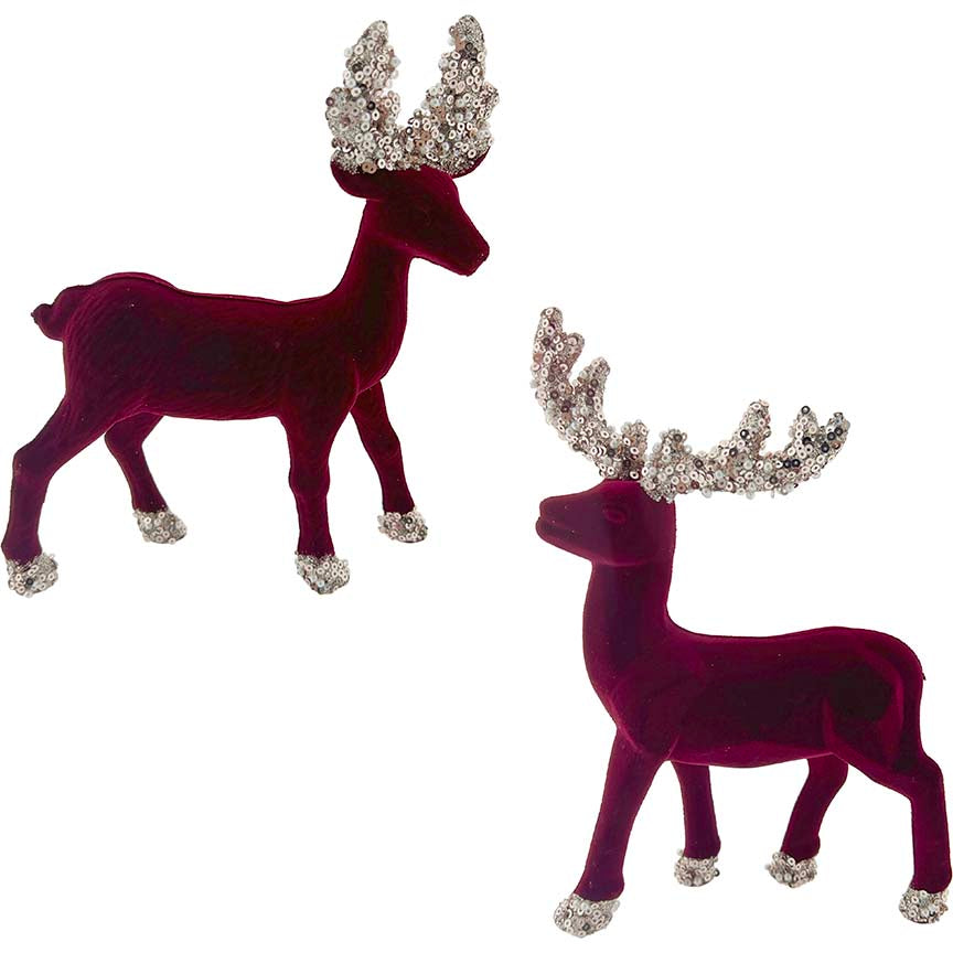 REINDEER FLOCKED 22x13CM 2ASSTD VTG