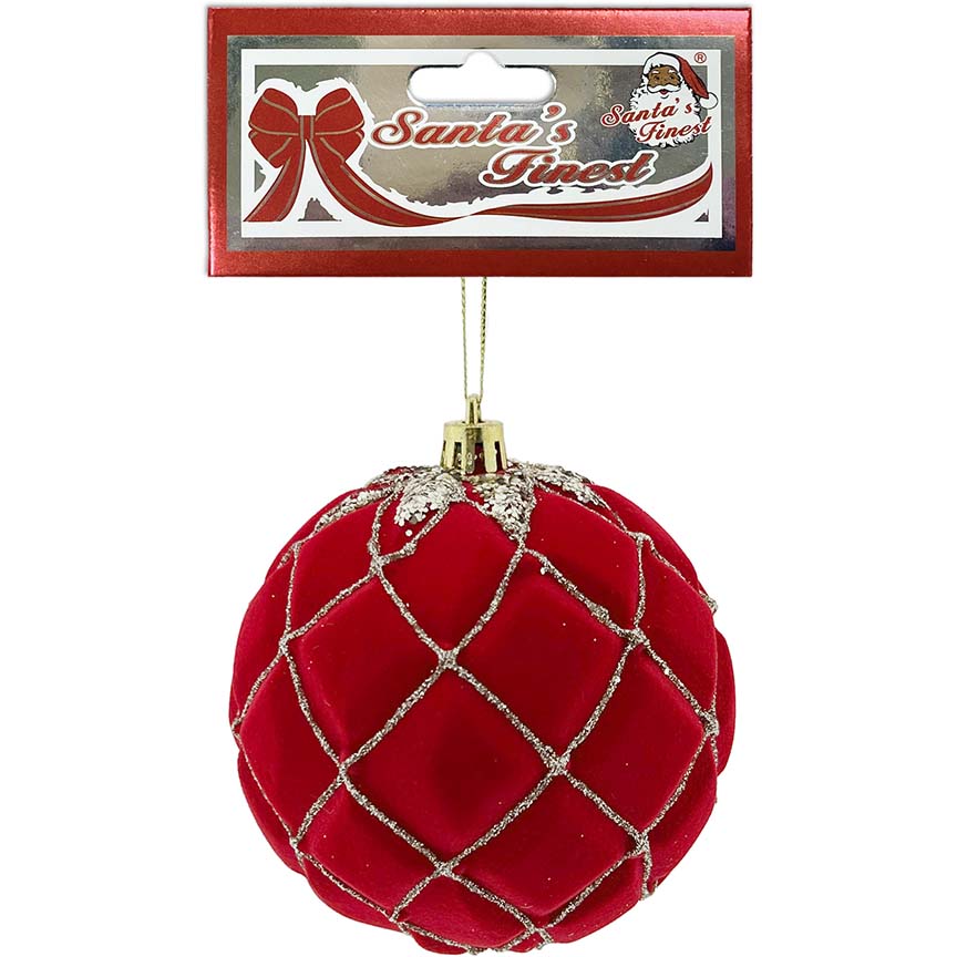 BALL VELVET W/ GOLD LINE 1PC 10CM TRD