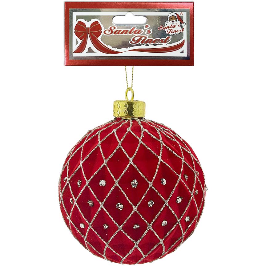 BALL VELVET W/ GOLD LINE 1PC 12CM TRD