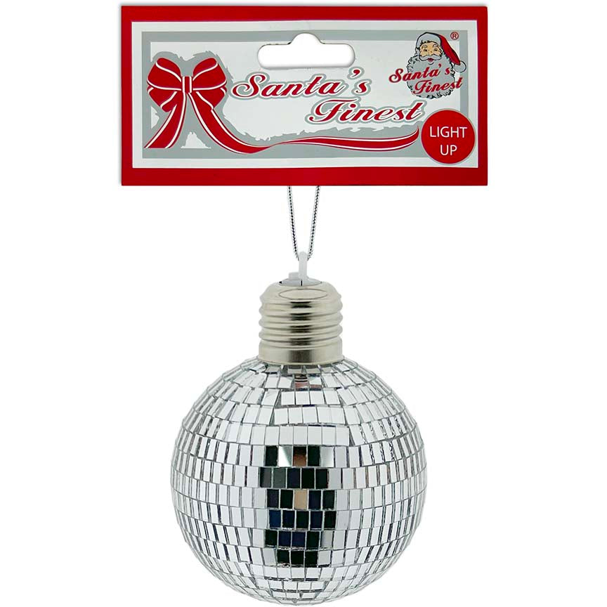 BALL MIRROR SILVER 8CM LIGHT UP