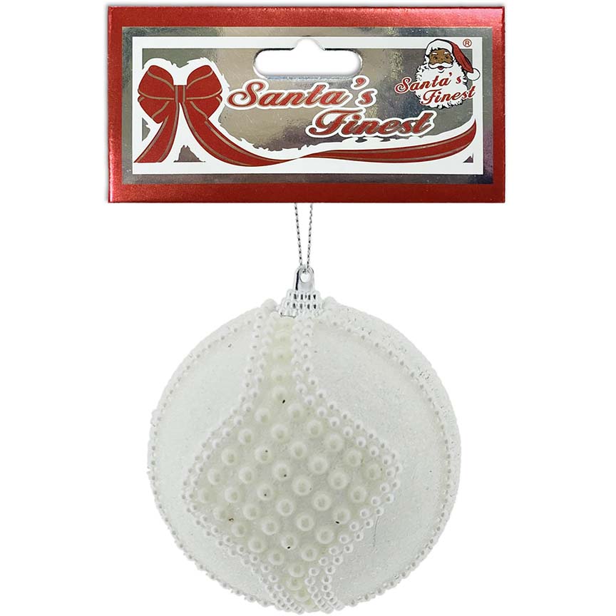 BALL W/ PEARL WHITE 8CM GLD