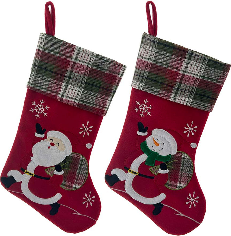 SANTA & SNOWMAN STOCKING 18IN