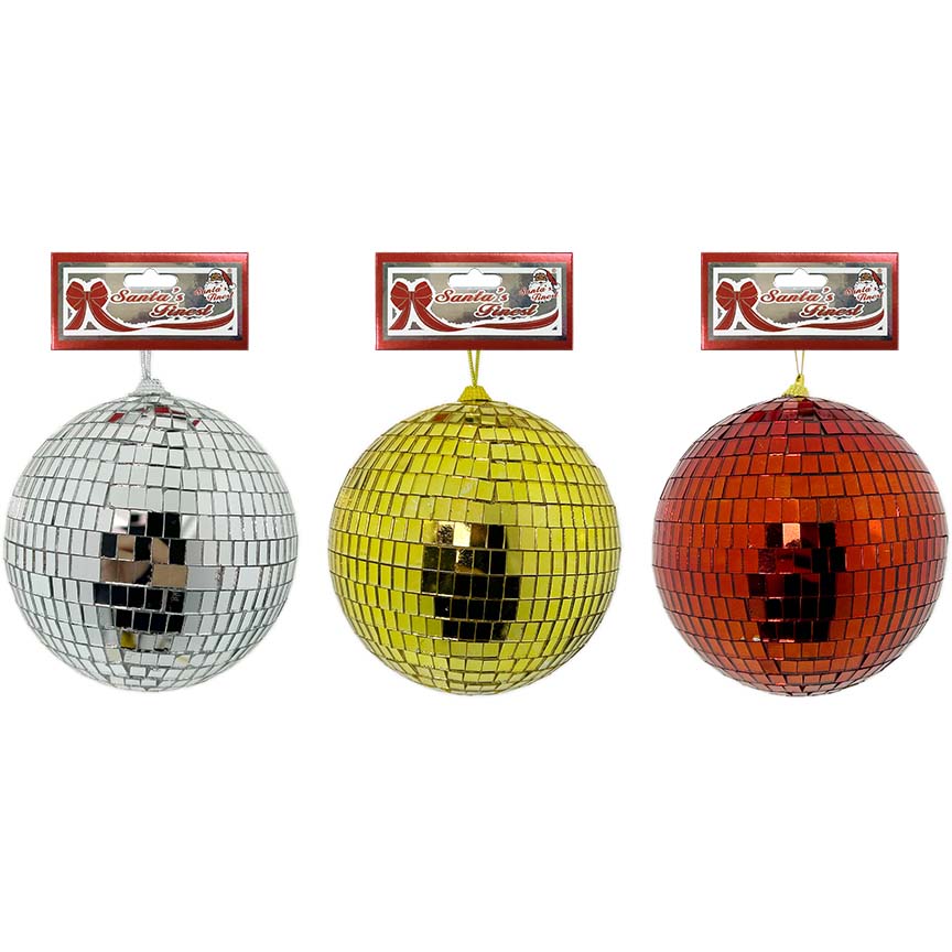 BALL MIRROR GLASS 1PC 15CM 3 COLORS ASSTD