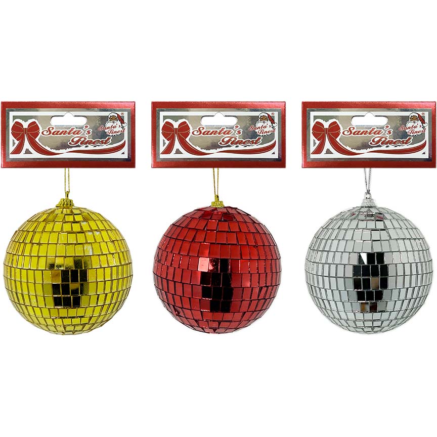 BALL MIRROR GLASS 1PC 10CM 3 COLORS ASSTD