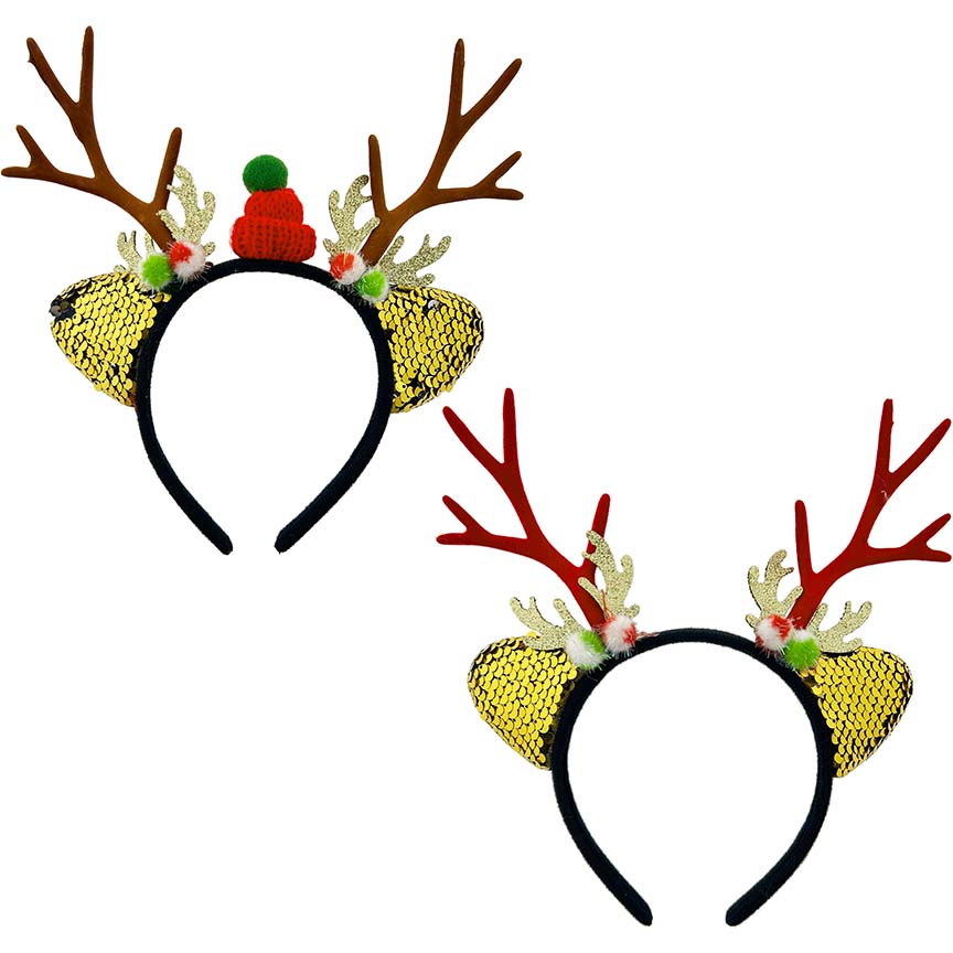ANTLER HEADBAND W/ SEQUIN EAR 2ASTD