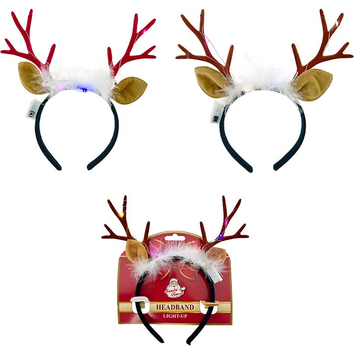 HEADBAND ANTLERS W/ FUR LIGHT UP