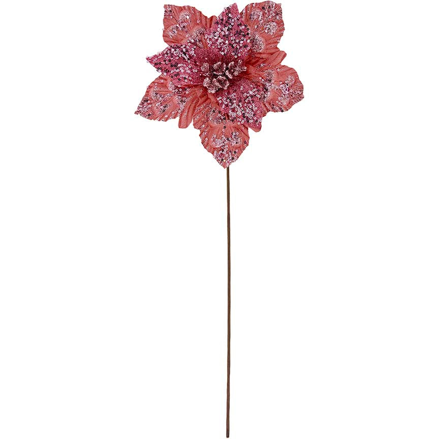 POINSETTIA STEM VLVT 26CM ROSE GOLD