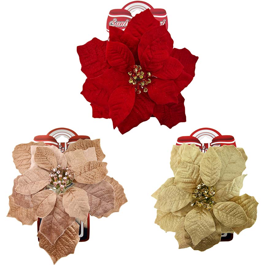 POINSETTIA CLIP 25CM CNDS