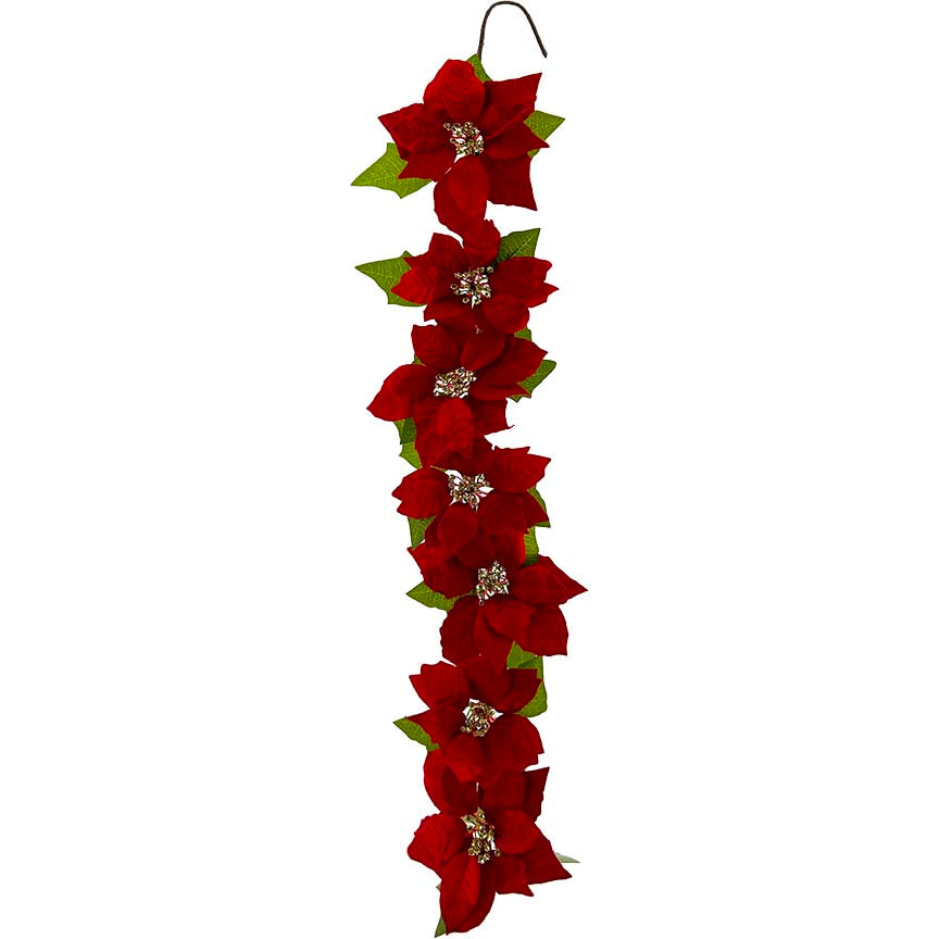 POINSETTIA GARLAND 7FL 110CM
