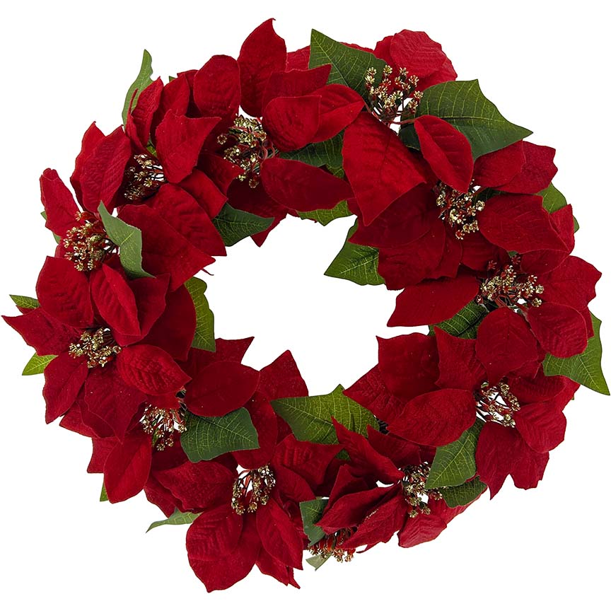 POINSETTIA WREATH 11FL 45CM