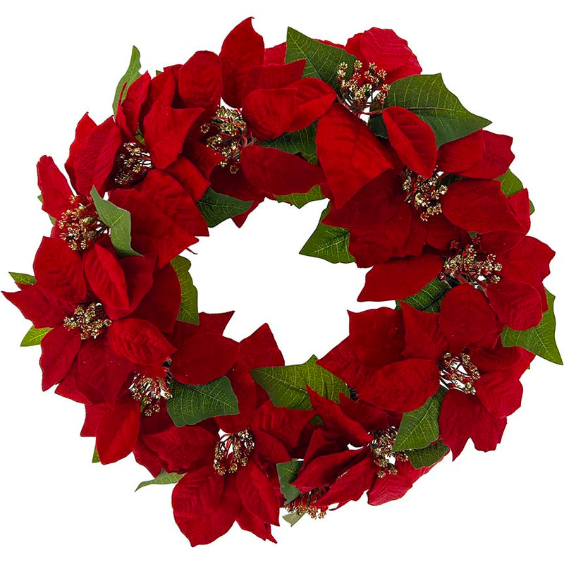 POINSETTIA WREATH 11FL 45CM