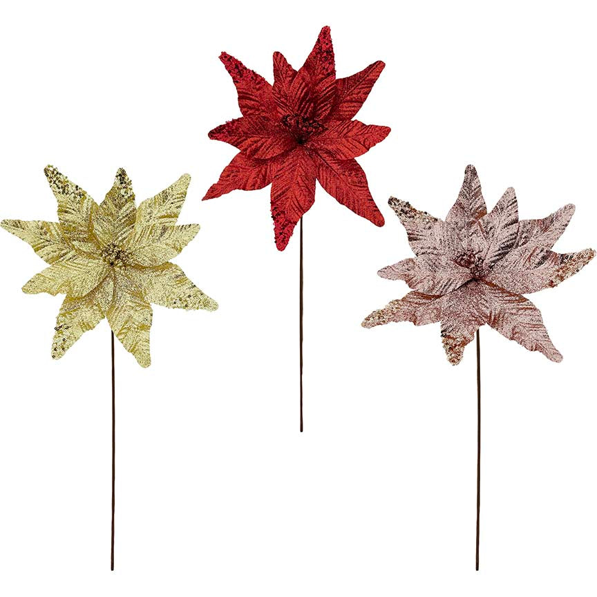 POINSETTIA LONG STEM  60CM 3ASTD VTG