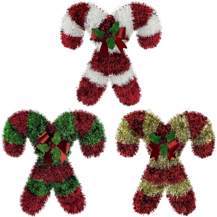 CANDYCANE DBL TINSEL DECOR 2D 45x43