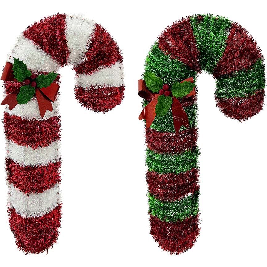 CANDYCANE TINSEL DECOR 65x33CM