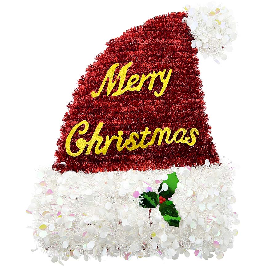 SANTA HAT TINSEL 43x33CM