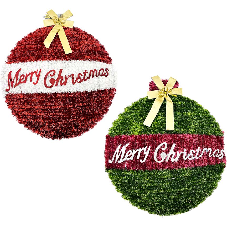 BALL 2D TINSEL 44x41CM 2 ASSTD