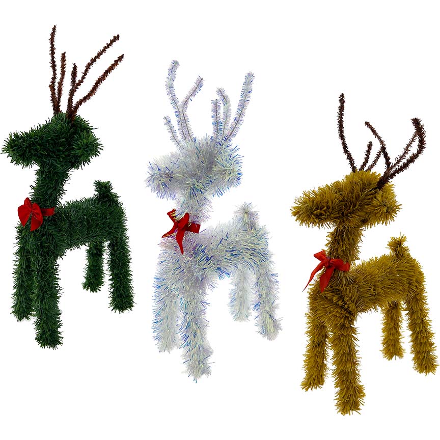 REINDEER TINSEL 3D 33x14x8CM 3ASTD