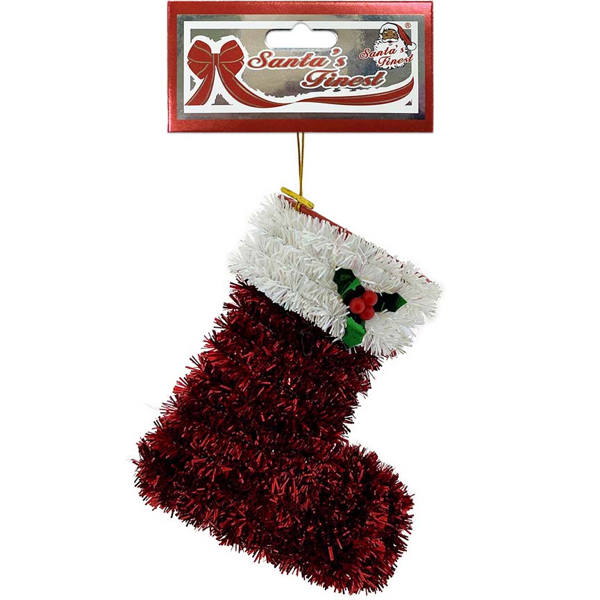 STOCKING TINSEL 3D 11.5x12.5CM