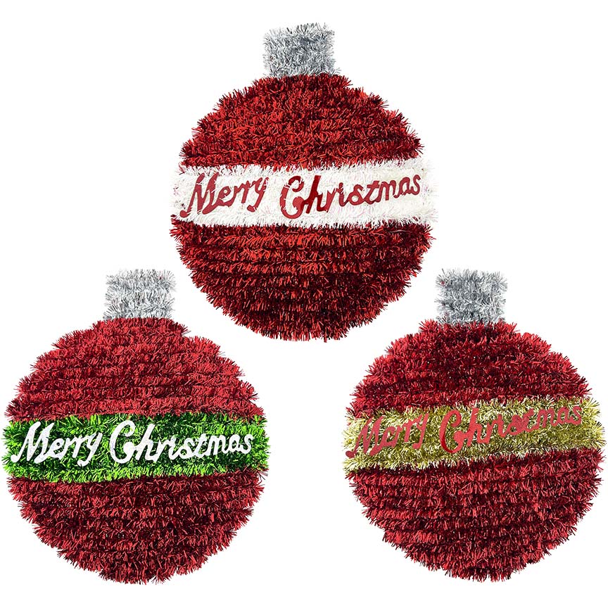 BALL TINSEL 2D 28x24CM 3ASSTD