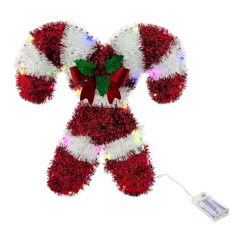 DBLE CANDYCANE TINSEL 45CM LIGHT UP