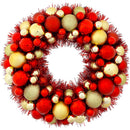 BALL TINSEL WREATH RED&GOLD 50CM