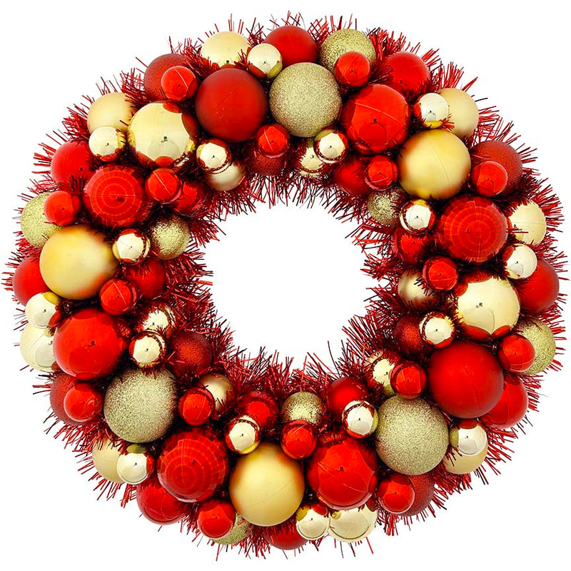 BALL TINSEL WREATH RED&GOLD 50CM