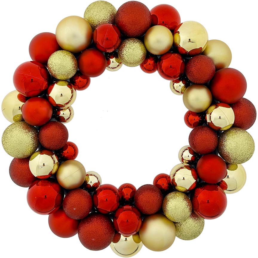 BAL WREATH RED&GOLD 34CM