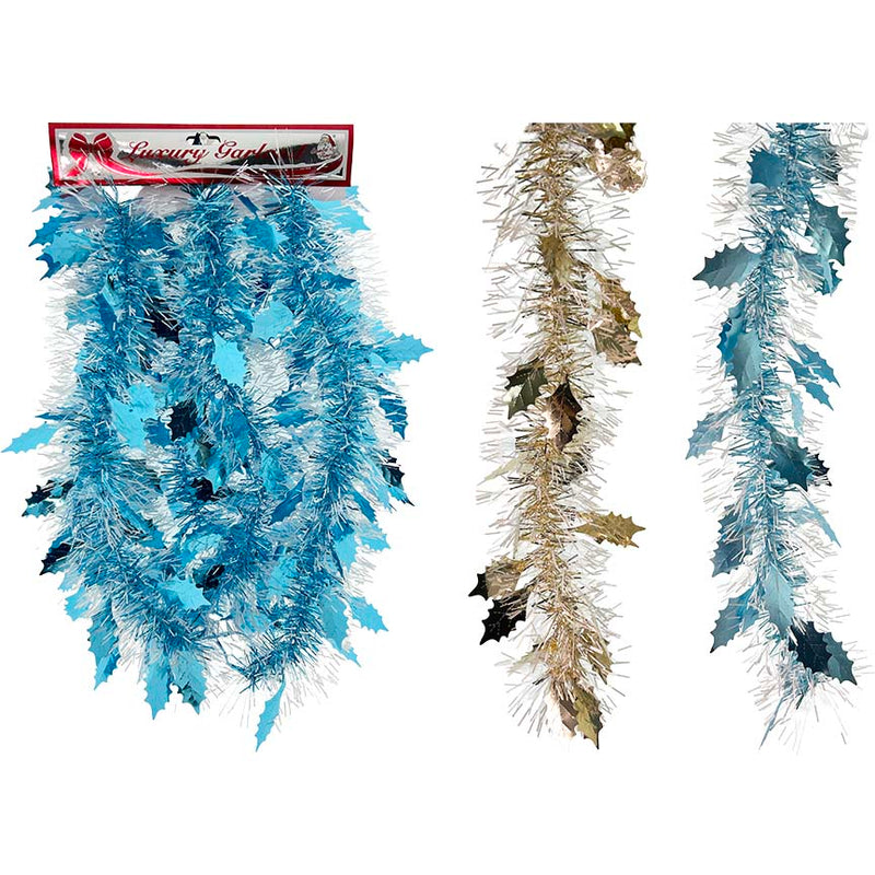 GARLAND THIN CUT HOLLY  LF 9FT 3ASTD WL