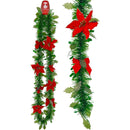GARLAND GRN W/ BOW & POINSETTIA 6FT TRD