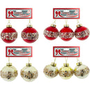 BALL W/ SEQUINS 2/3PC 8/7CM RED/LTGOLD