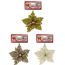 POINSETTIA 13.5CM GLITTER 3ASTD GLD