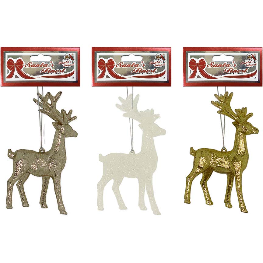 REINDEER STANDING 15CM GLTR 3ASTD GLD