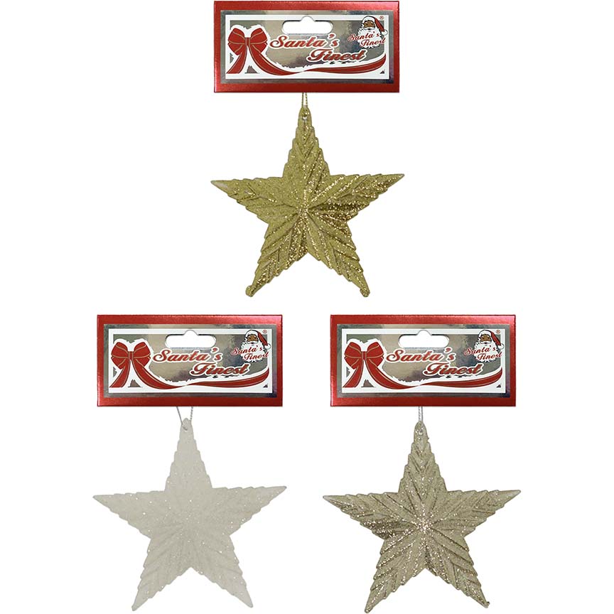 STAR 10.5CM GLITTER 3ASTD GLD