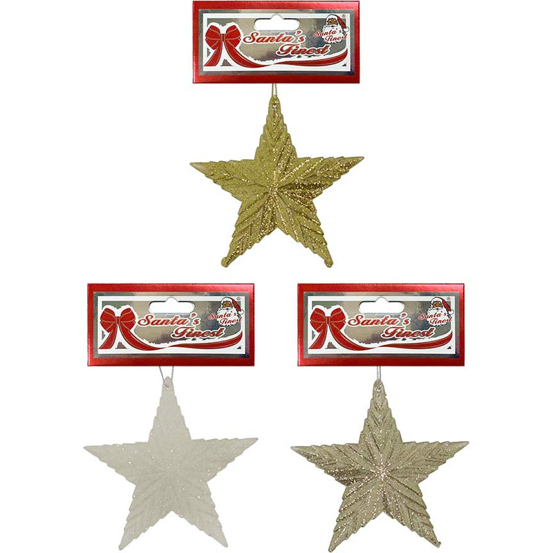 STAR 10.5CM GLITTER 3ASTD GLD