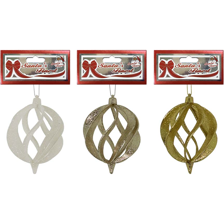 BALL SWIRL 14.5CM GLTR 3ASTD GLD