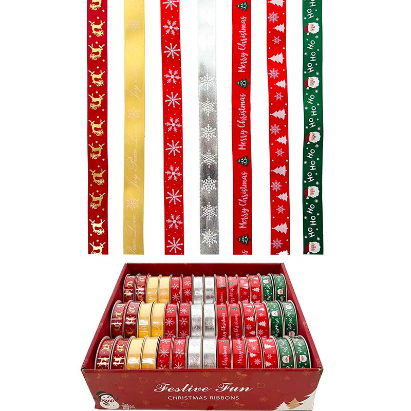 CHRISTMAS RIBBON 3YD SATIN 7 STYLE ASTD