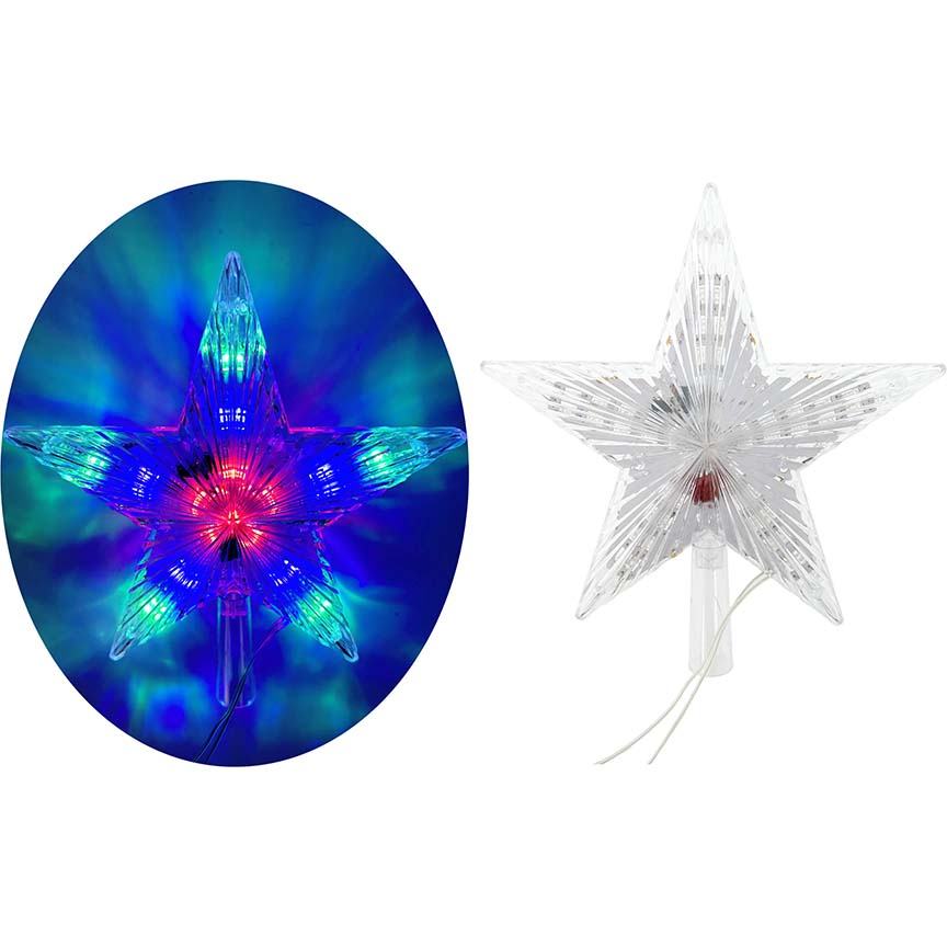 STAR TREE TOPPER 21CM PLUG IN MULTICOLOR