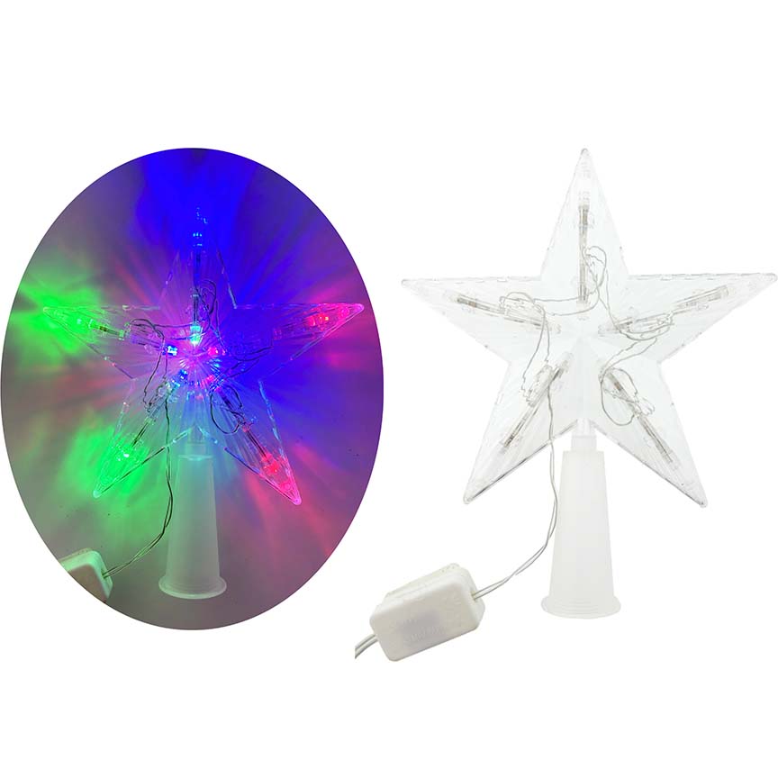 STAR TREE TOPPER 19CM PLUG IN MULTICOLOR