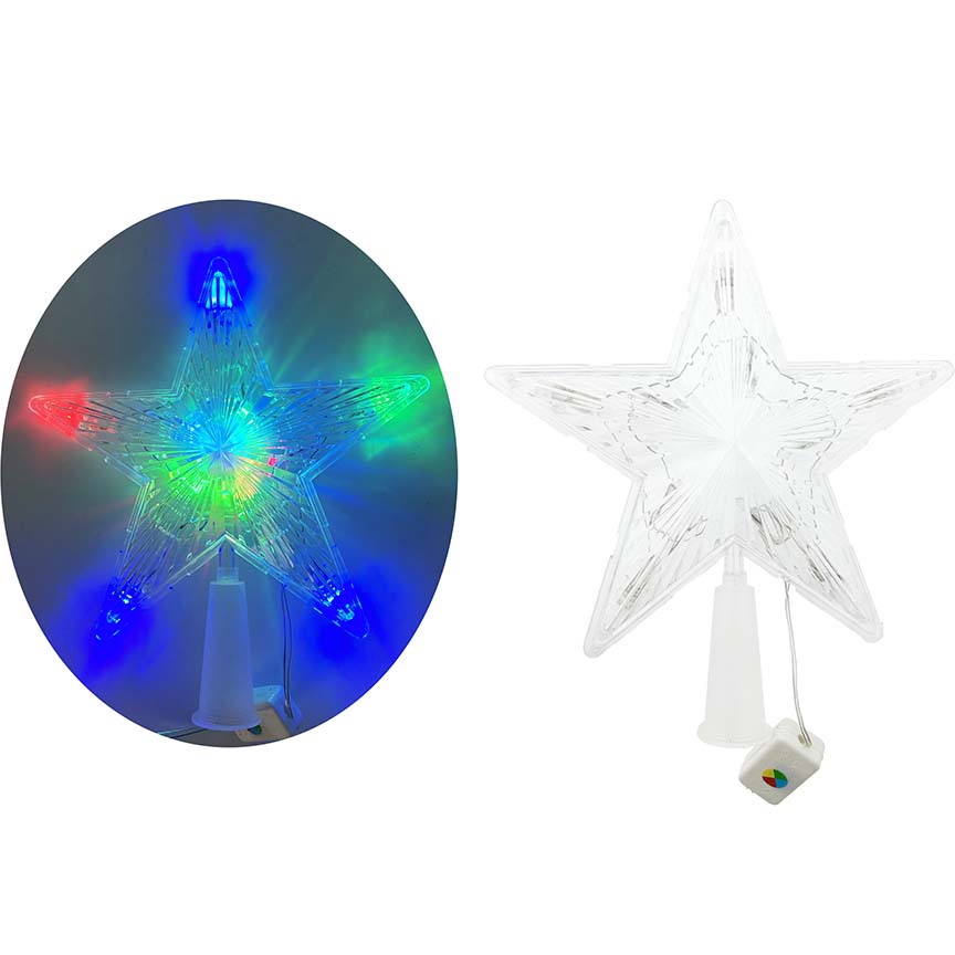 STAR TREE TOPPER 19CM BATTERY MULTICOLOR
