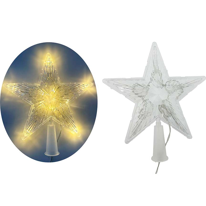 STAR TREE TOPPER 16CM BATTERY WARM WHITE