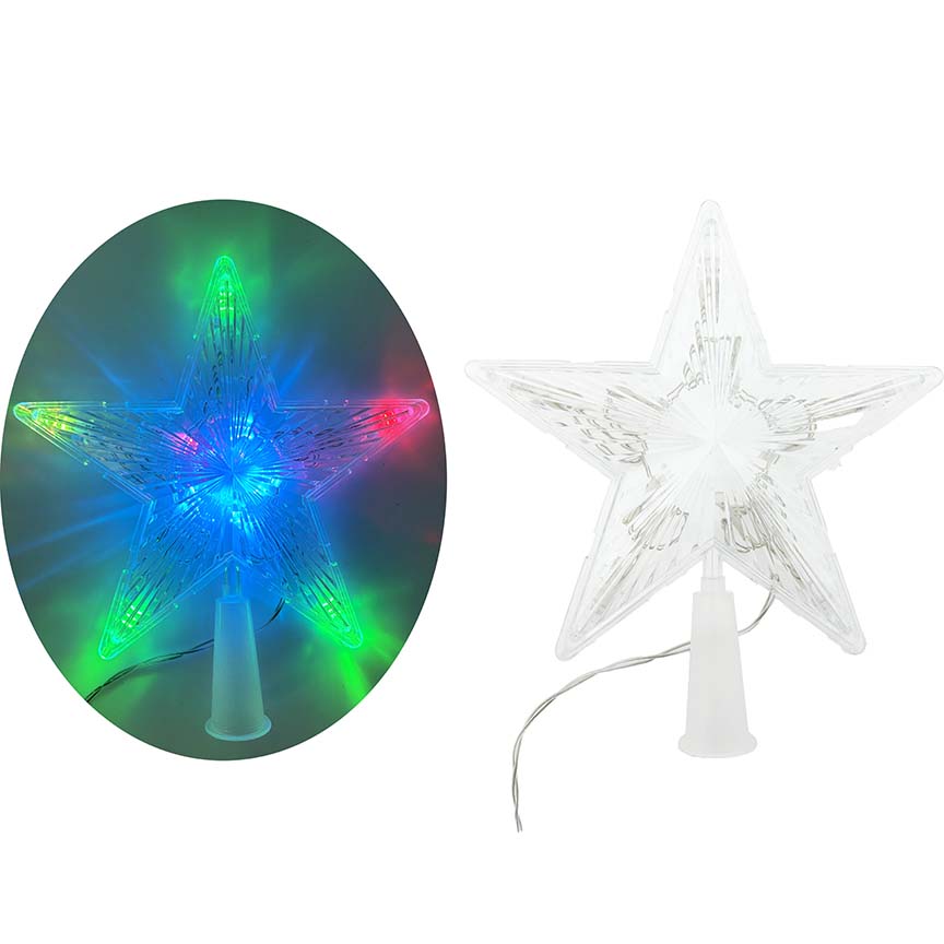 STAR TREE TOPPER 16CM PLUG IN MULTICOLOR