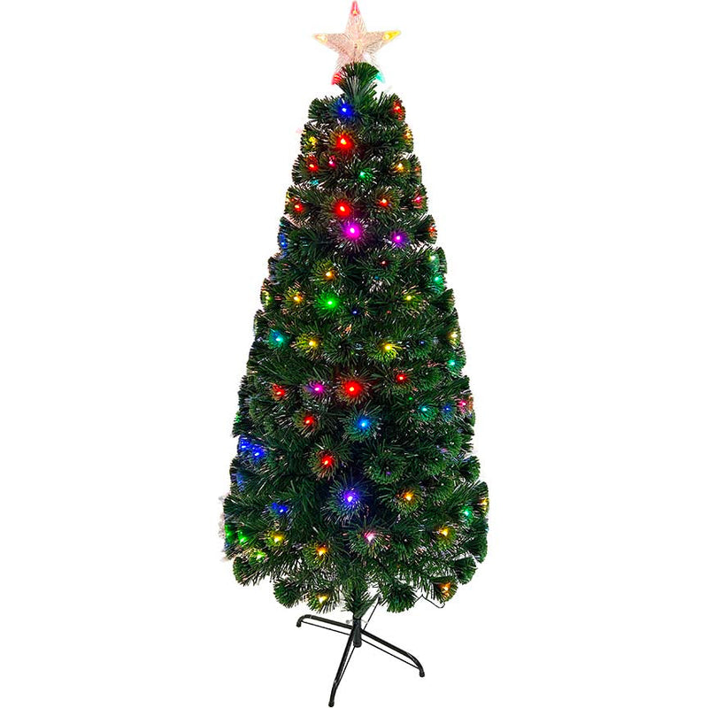 TREE 6FT W/ LED OUTSIDE FIBER OPTIC LIGHTS