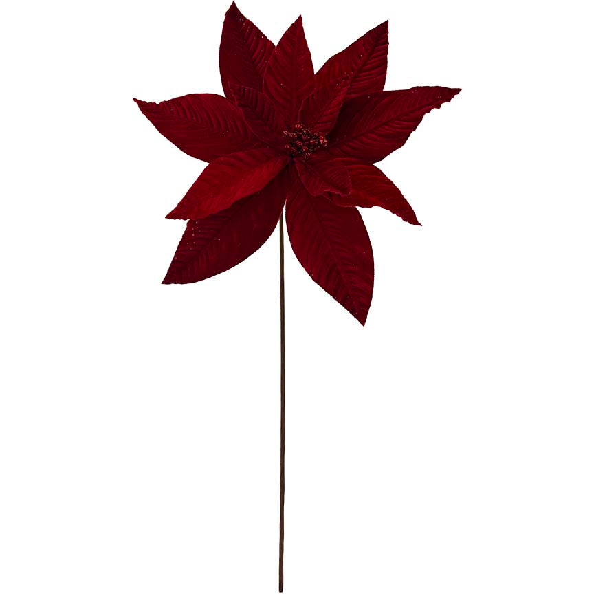 POINSETTIA STEM RED VELVET 50CM