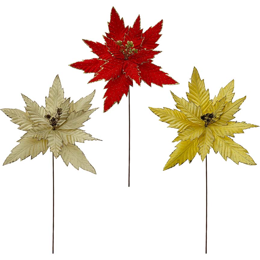 POINSETTIA STEM 46CM 3ASTD