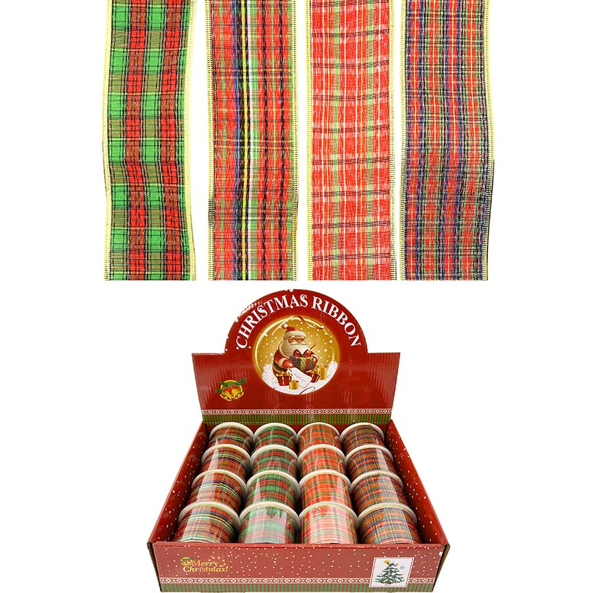 CHRISTMAS PLAID RIBBON 6.3CMx3YD