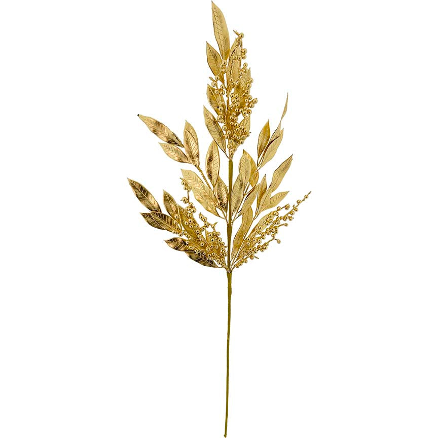 BERRY BRANCH LEAVES METALLIC GOLD 82CM